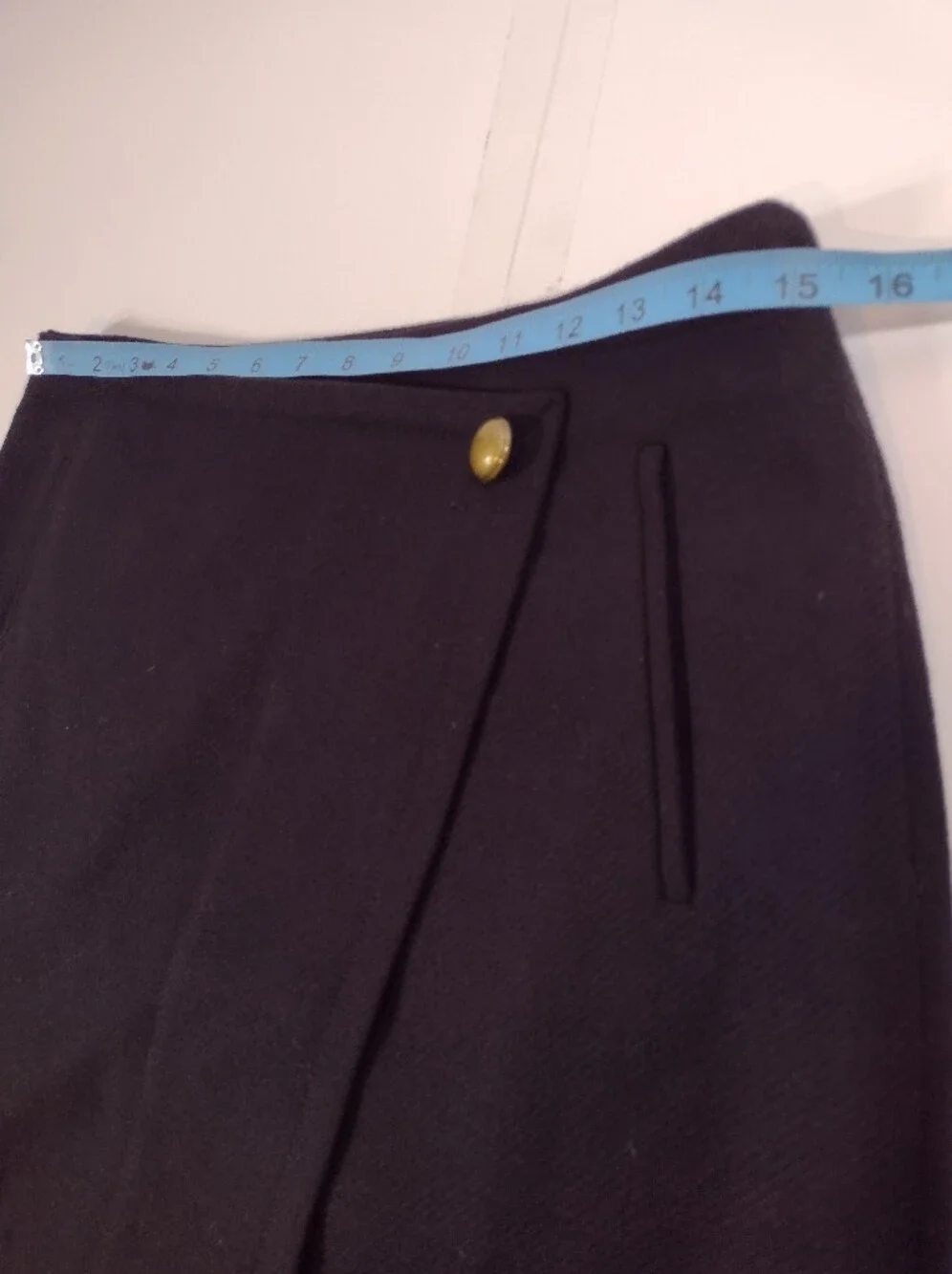 Talbots Black Wrap Mini Skirt with Gold Button Size (6)